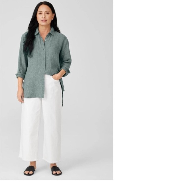 Eileen Fisher White Organic Cotton Jean Ankle Length Frayed Hem 3X Plus Vacation - Picture 5 of 16
